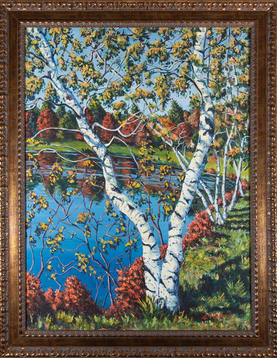 Birches Along Pearly Pond by Scott Niemi
